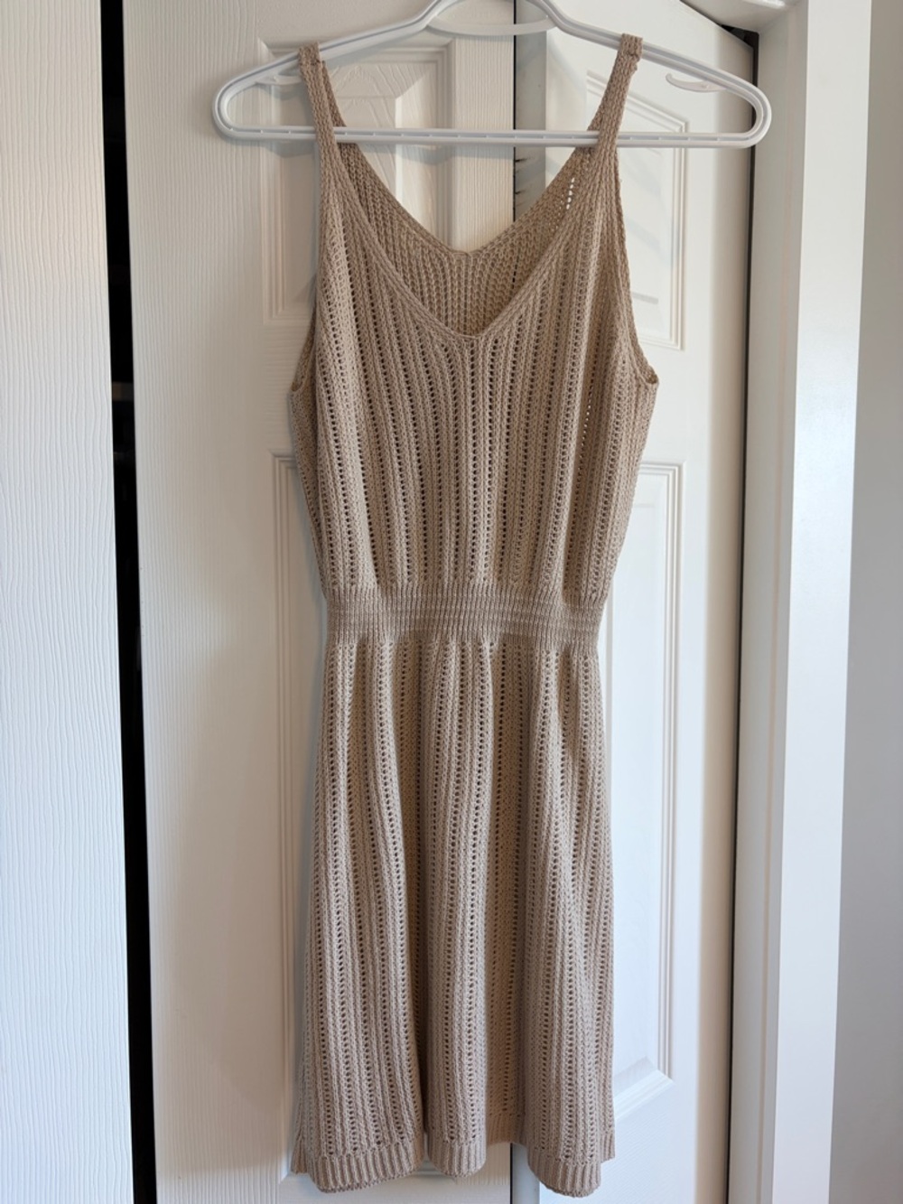 Sleeveless Knit Midi Dress in Beige